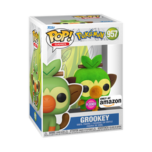Load image into Gallery viewer, Pokemon: Grookey Flocked Amazon Excluisve Pop Vinyl (IMPORT)
