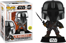 Load image into Gallery viewer, Star Wars: The Mandalorian - The Mandalorian (with Darksaber) Chrome Glow Pop! Vinyl
