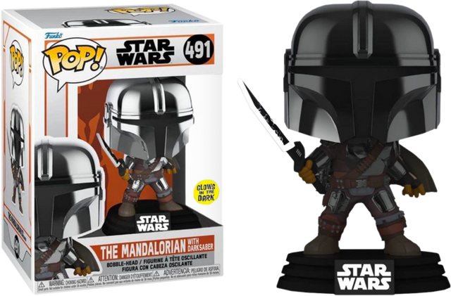 Star Wars: The Mandalorian - The Mandalorian (with Darksaber) Chrome Glow Pop! Vinyl