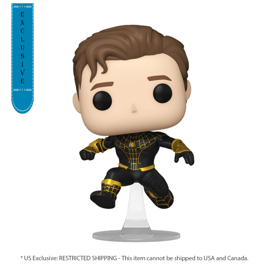 Spider-Man 3: No Way Home (2021) - Spider-Man (Unmasked Black Suit) US Exclusive Pop! Vinyl (Glow Chase Chance) [RS]