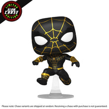 Load image into Gallery viewer, Spider-Man 3: No Way Home (2021) - Spider-Man (Unmasked Black Suit) US Exclusive Pop! Vinyl (Glow Chase Case) [RS]

