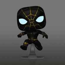 Load image into Gallery viewer, Spider-Man 3: No Way Home (2021) - Spider-Man (Unmasked Black Suit) US Exclusive Pop! Vinyl (Glow Chase Chance) [RS]
