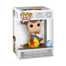 Load image into Gallery viewer, Disney: D100 - Toy Story (1995) Woody on Luxo Ball US Exclusive Pop! Vinyl Train Carriage [RS]
