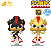 Load image into Gallery viewer, Sonic The Hedgehog: Shadow and Super Shadow GITD US Exclusive Pop Vinyl 2 Pack
