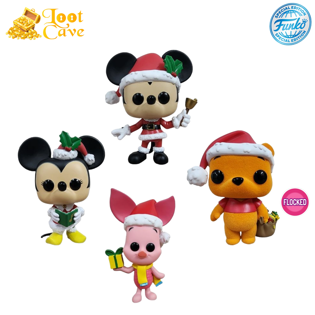 Disney - Mickey & Friends US Exclusive Holiday Pop! 4-Pack (Flocked Winnie) [RS]